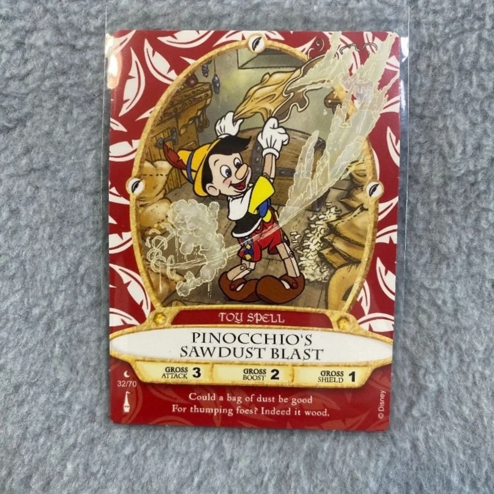 Disney Pinocchio Sawdust Blast Card 32/70 Red Toy Spell WDW Sorcerers Magic EUC